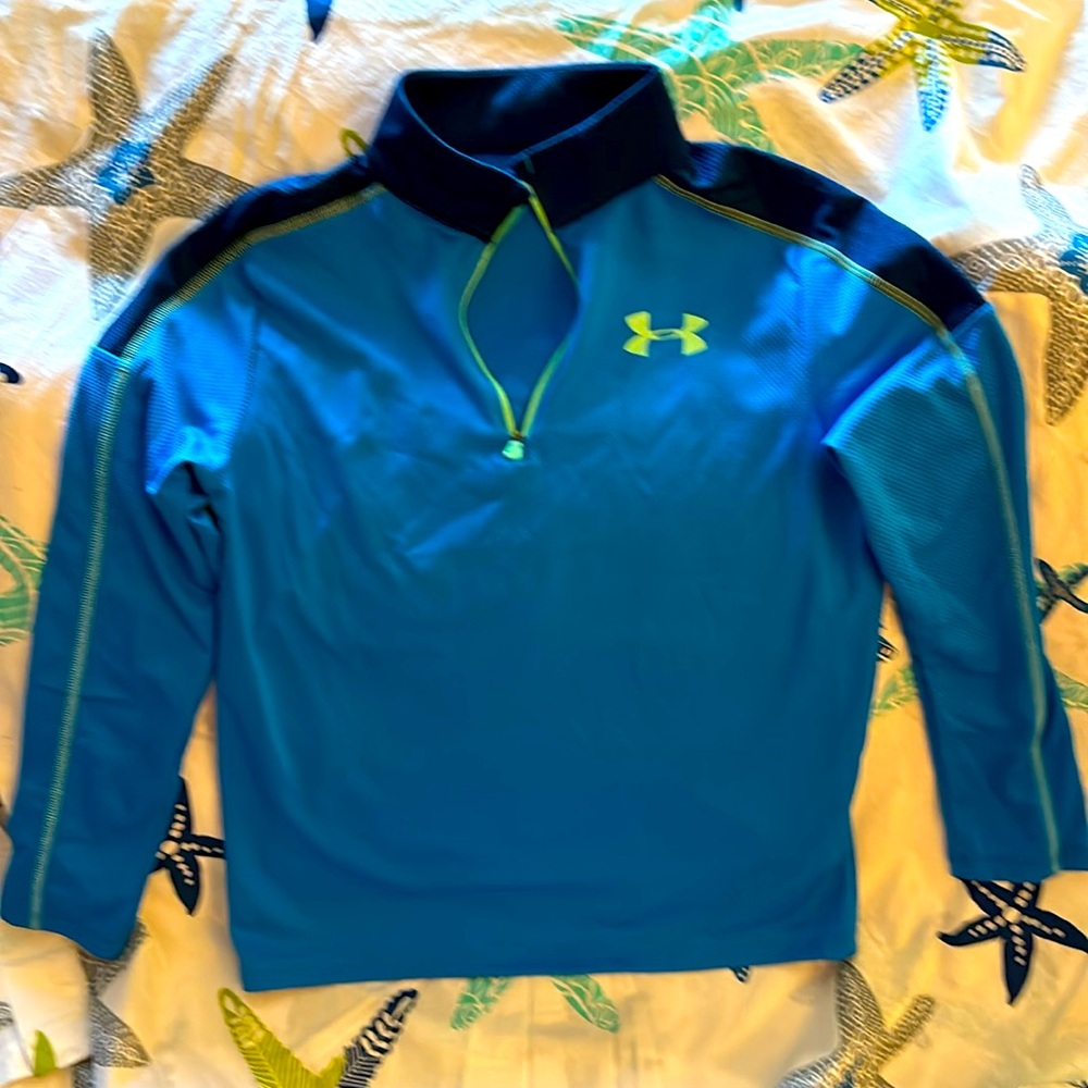 Under Armour Boys L blue half-zip long-sleeved loose fit T-shirt